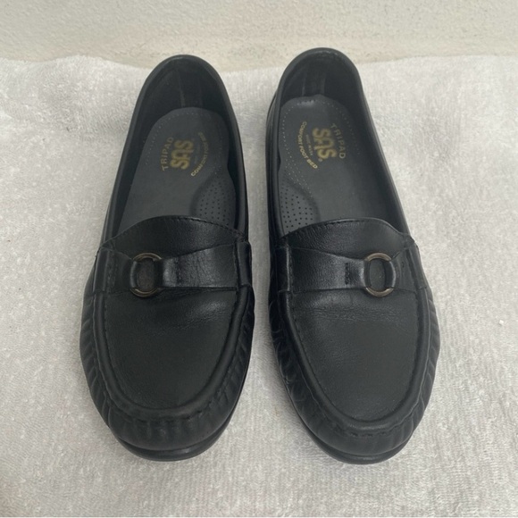 SAS Women's Black Leather Tripad Comfort Footbed Orthopedic Loafer Size 7.5W - Picture 1 of 16